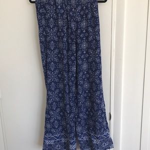 Blue Pattered Palazzo Pants